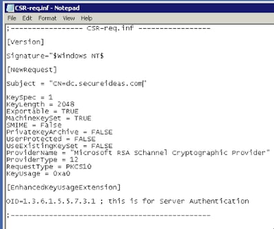 Contents of CSR-req.inf