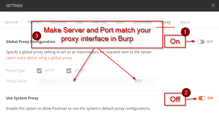 Configure Postman to use a proxy server