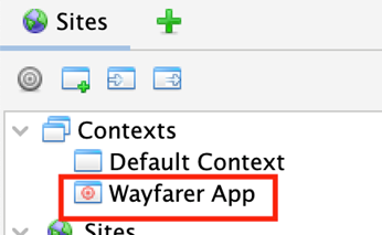 The Sites tab with the Wayfarer App context highlighted.