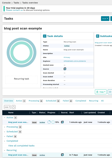 Screenshot of confirming scope