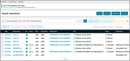  Screenshot of viewing assets inventory on runzero