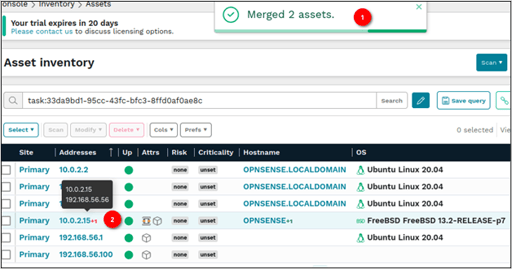 Screenshot of asset inventory after merge