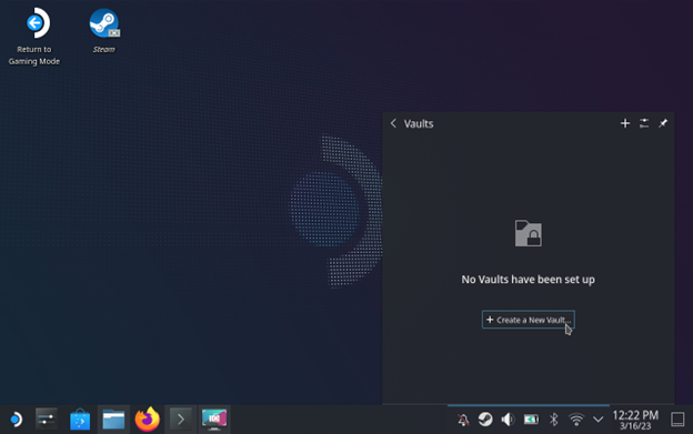 Configuring a plasma vaults name and mount point.