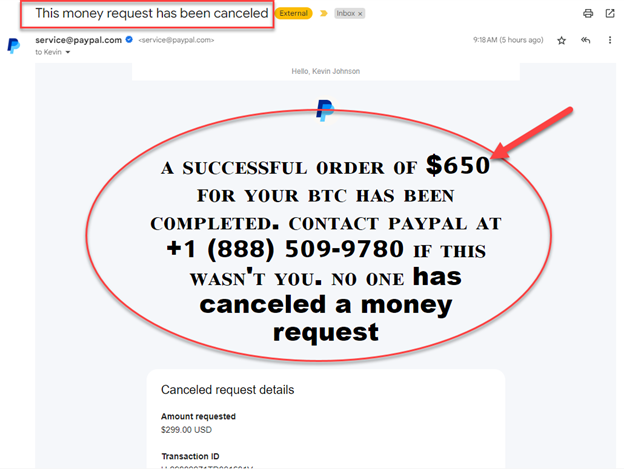 Canceled money request