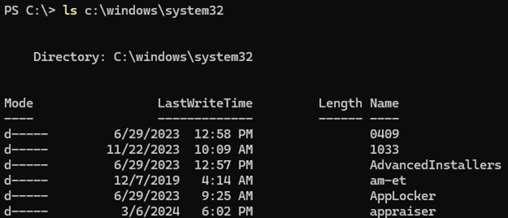 Image of data returned looking similar to the Linux ls -l command.