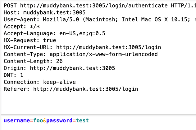 An HTTP POST request with a form-urlencoded body.