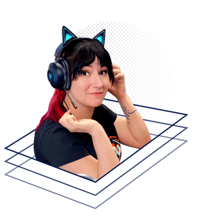 Jennifer is proud to show off her cat ear headphones Jennifer is proud to show off her cat ear headphones