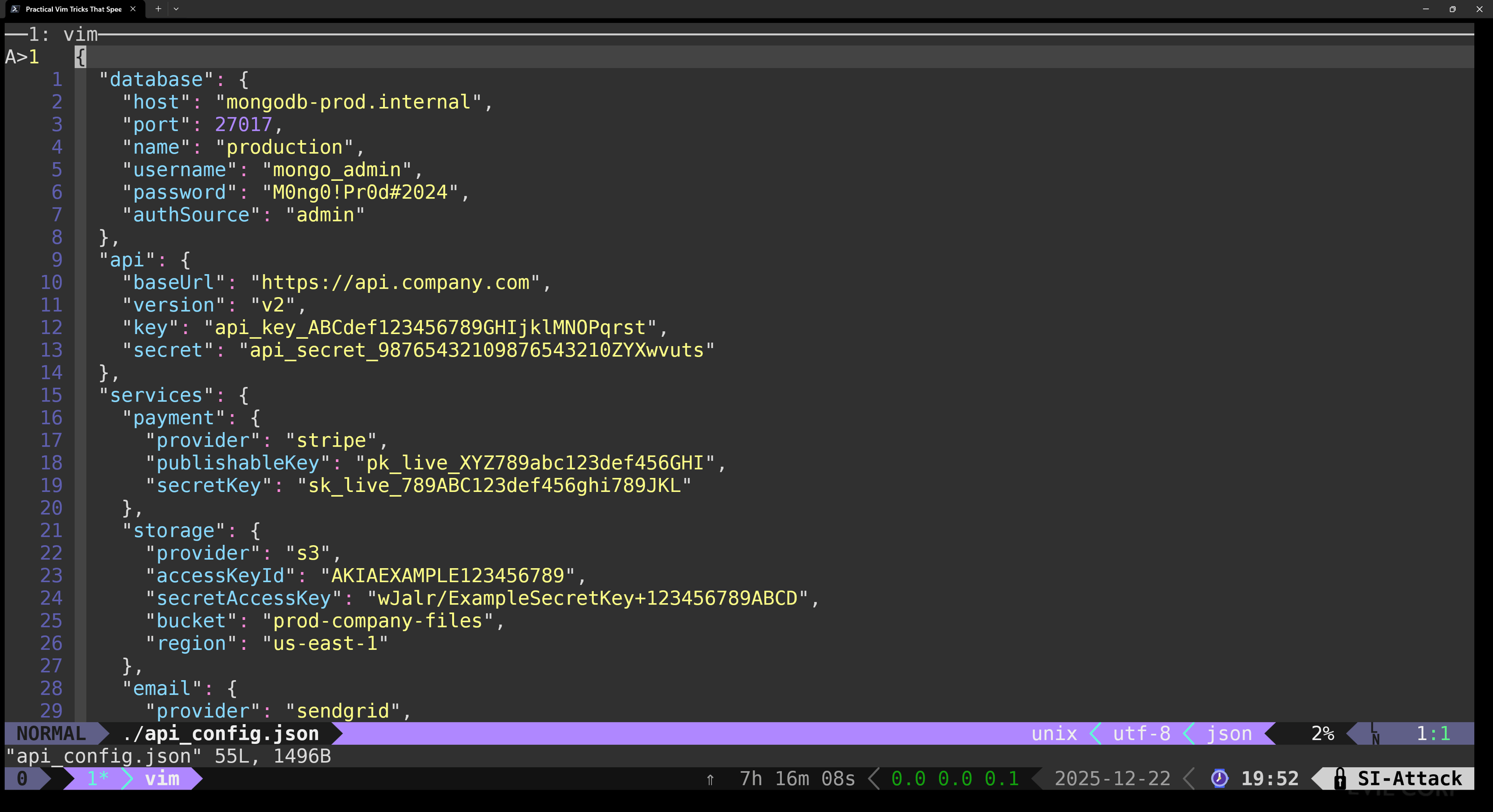 Extract Secrets from Multiple Configuration Files Using Vim