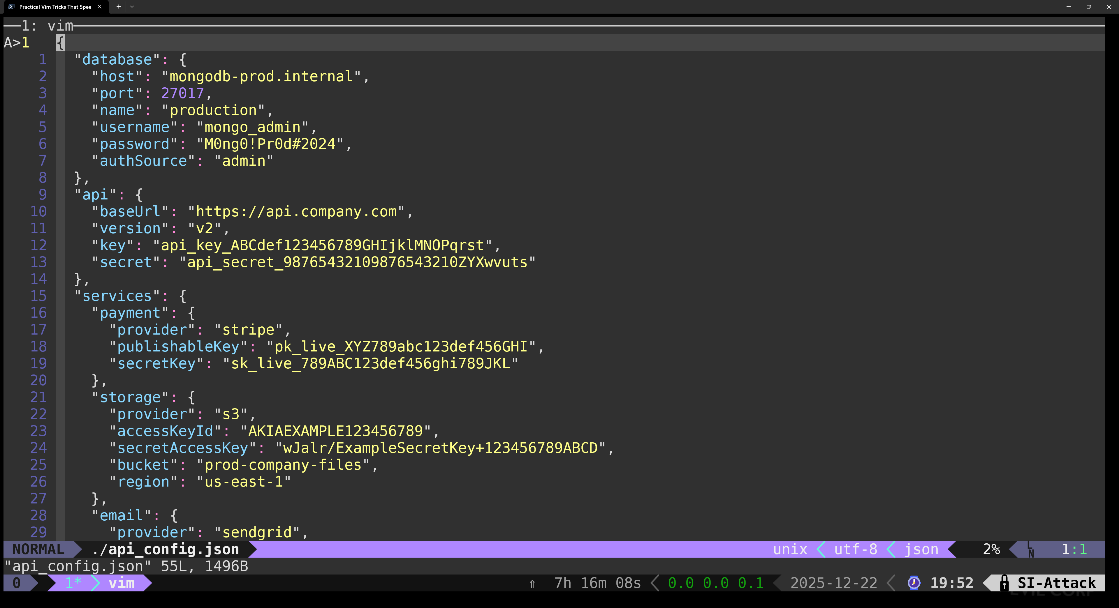 Extract Secrets from Multiple Configuration Files Using Vim