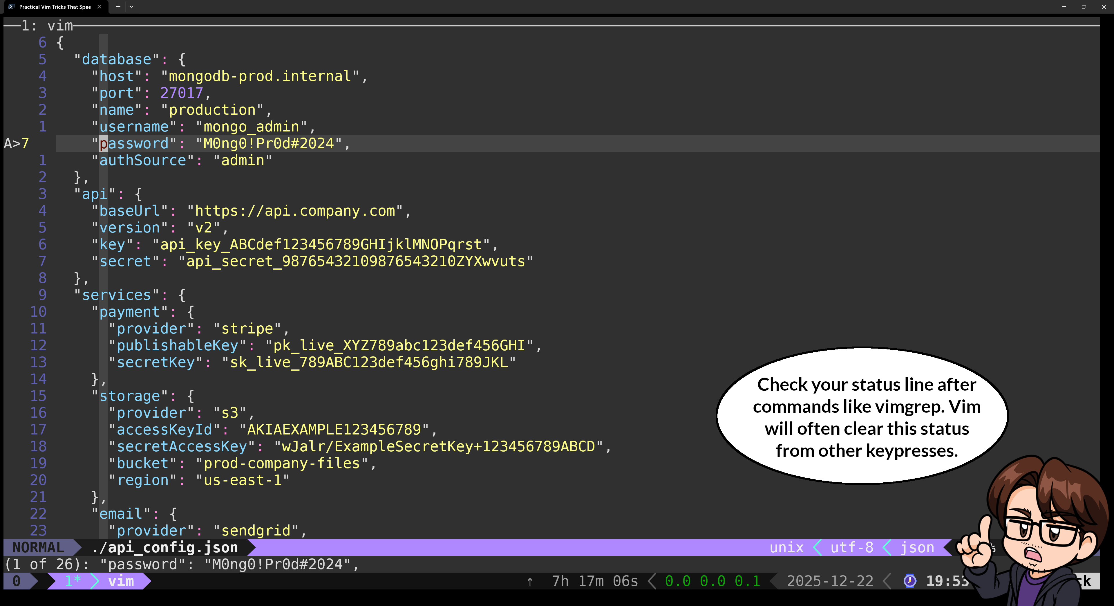 Extract Secrets from Multiple Configuration Files Using Vim