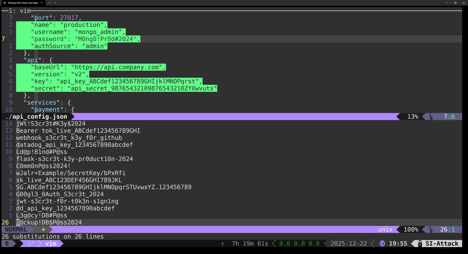 Extract Secrets from Multiple Configuration Files Using Vim