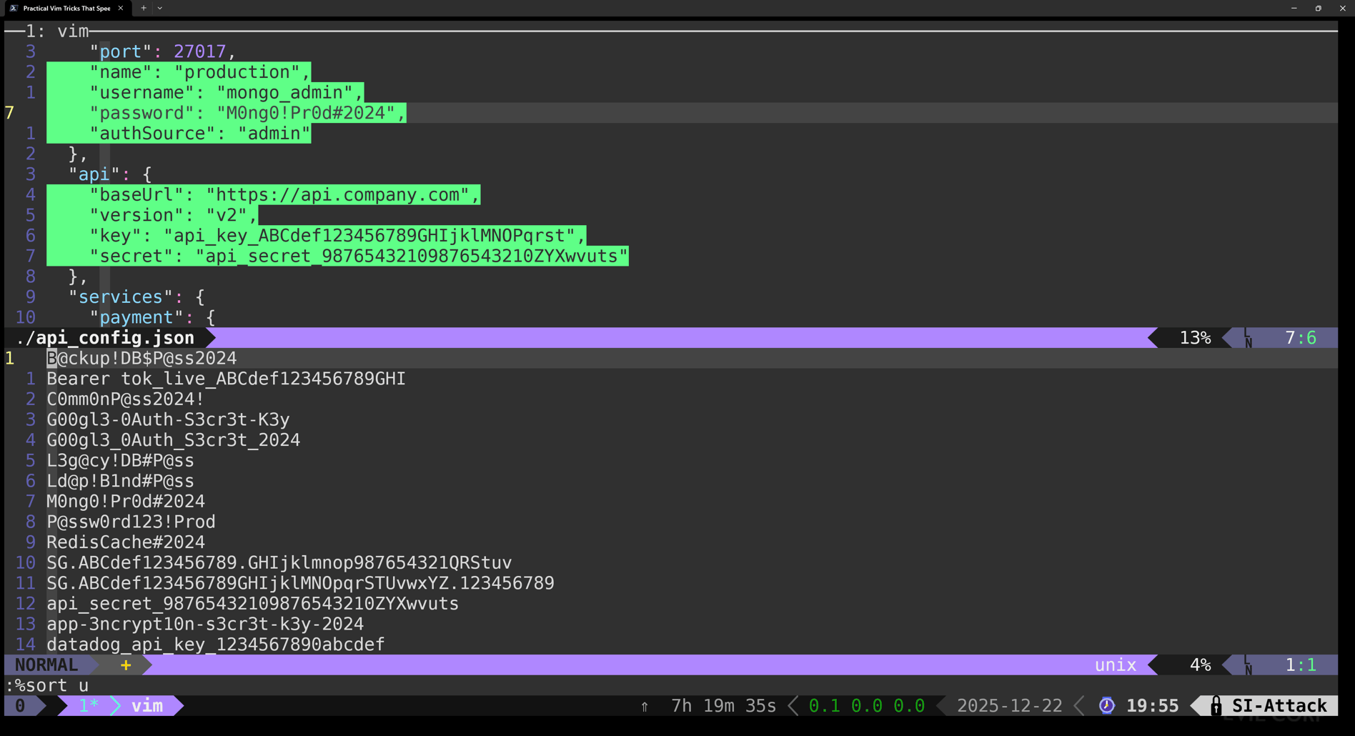 Extract Secrets from Multiple Configuration Files Using Vim