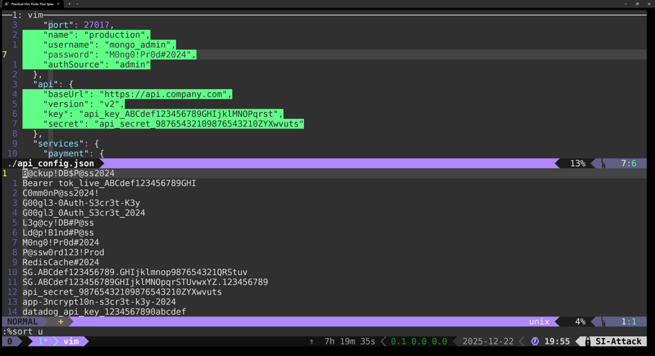 Extract Secrets from Multiple Configuration Files Using Vim