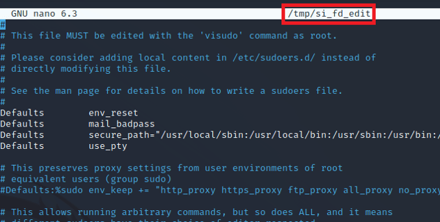 The tool opens nano to /tmp/si_fd_edit to let us edit the read data.
