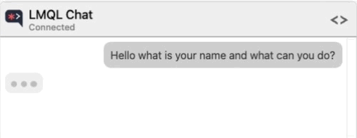 A moving text thread continued with Model replying to user