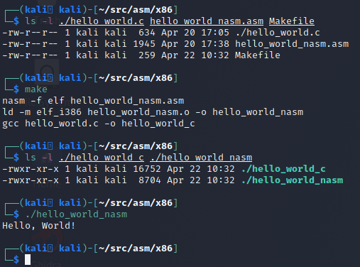 Using Make to build our NASM Hello World program