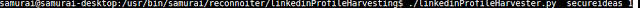 Reconnoiter command example harvesting LinkedIn profiles for Secure Ideas
