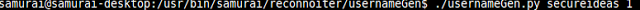 Reconnoiter command example generating usernames for Secure Ideas