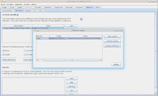 Burp Suite cookie jar dialog showing the session cookie to be deleted before comparison