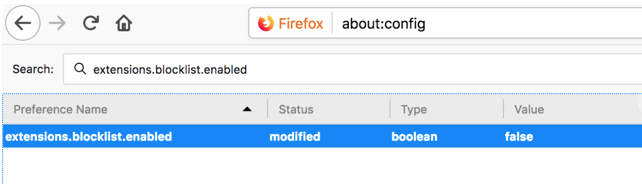 Firefox blocklist setting
