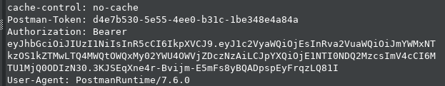 HTTP request showing a Bearer token with three Base64-encoded JWT segments separated by periods