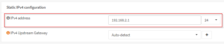 OPNsense showing the IPv4 static IP range assignment for LAN1