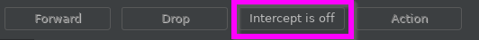 Burp Suite Intercept tab showing Intercept is off