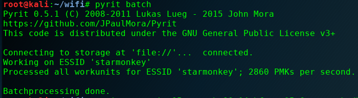 Pyrit batch command computing pre-generated keys