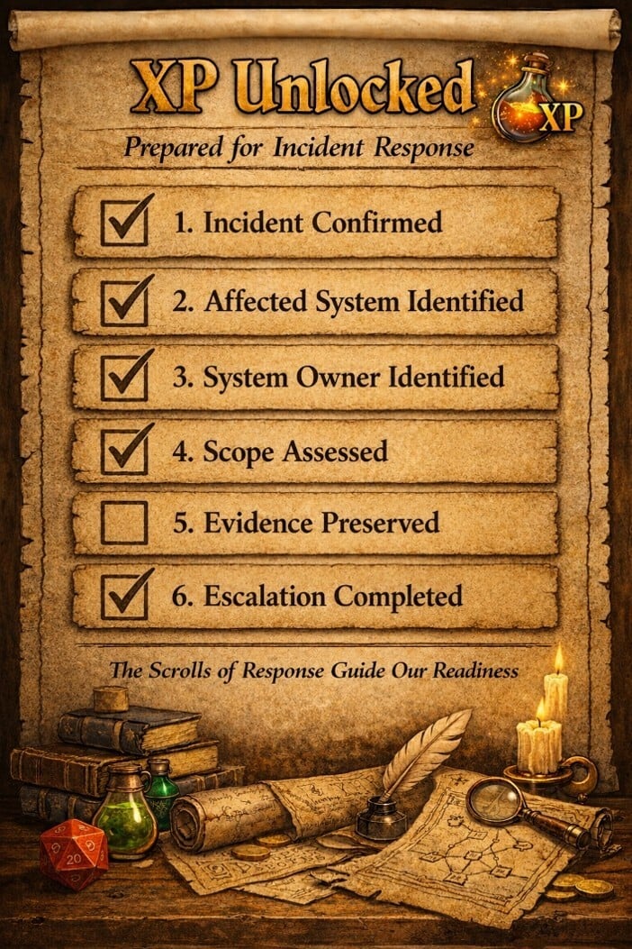 RPG-themed illustration showing a character examining a glowing artifact representing true organizational clarity gained from exercises