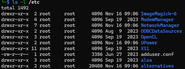 Linux ls command output