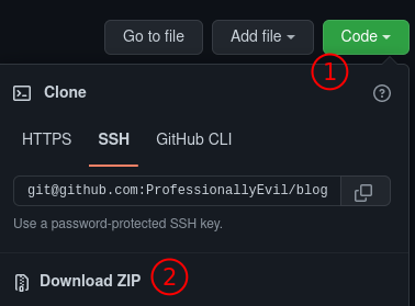 GitHub repo download ZIP button