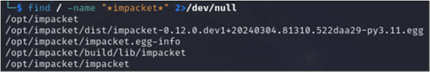 find command searching for impacket