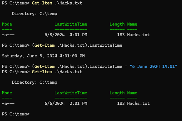 PowerShell timestamp modification