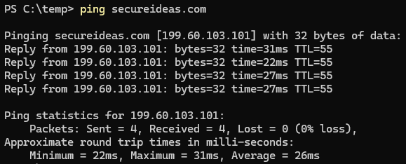 DOS ping command in PowerShell