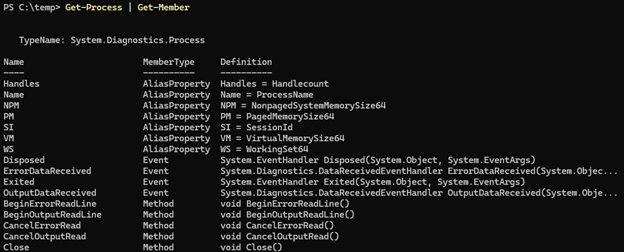 PowerShell Get-Member output
