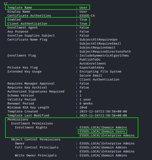 User template configuration