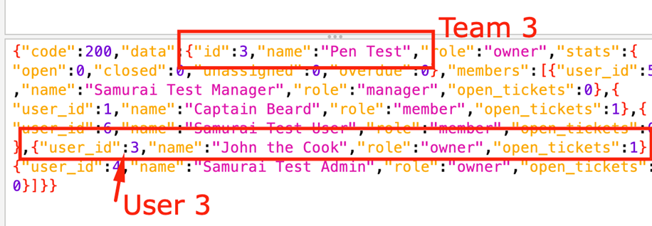 Response confirming unauthorized user was added as team owner