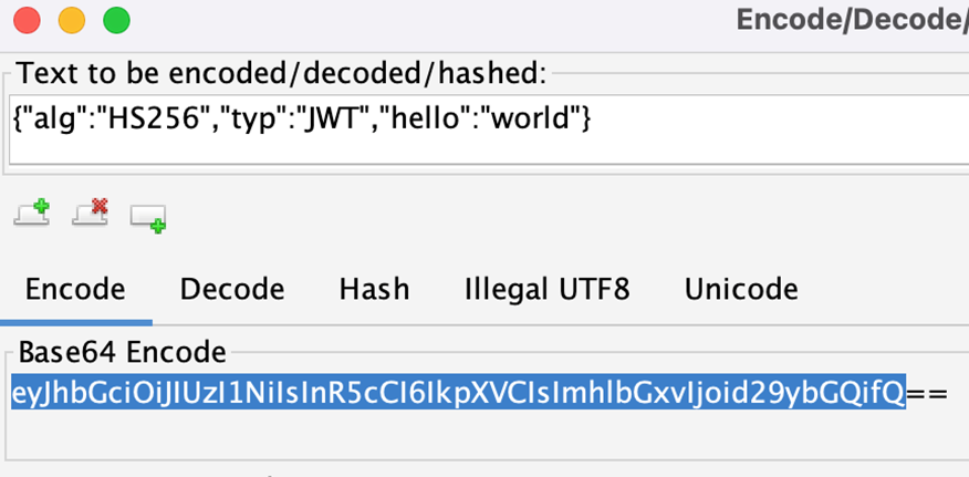 Modified JWT header with extra claim, Base64 encoded