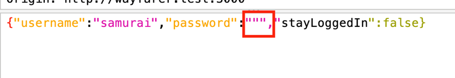 Malformed JSON body caused by unescaped double-quote in password