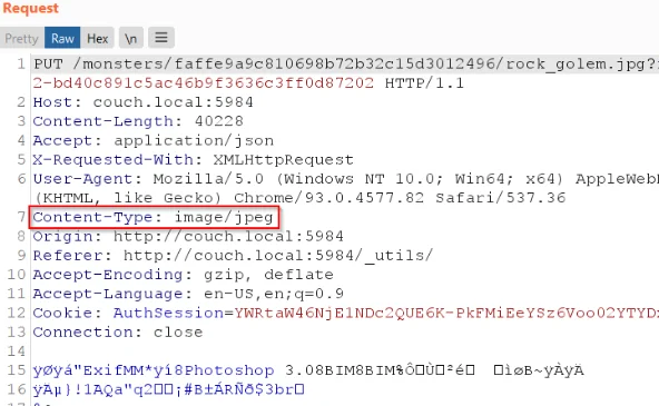 Fauxton showing the content-type automatically set to image/png for the uploaded sprite attachment