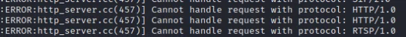 Chrome console showing error messages from unsupported NMAP probes