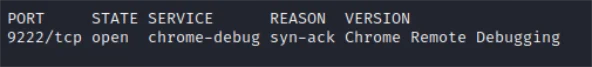 NMAP scan correctly identifying chrome-debug service after adding custom probe