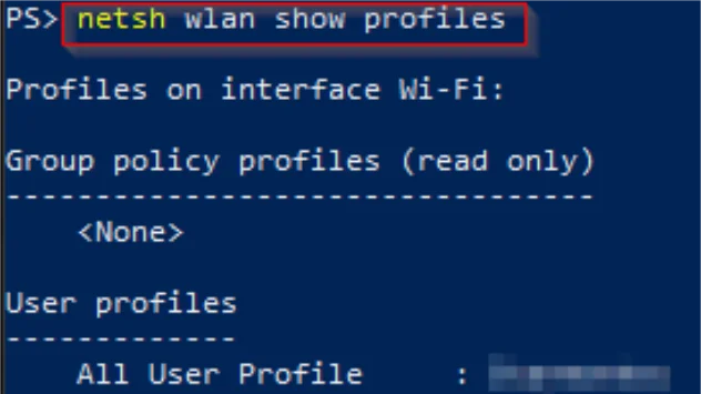 View Wireless Profile Password Information Using PowerShell or CMD